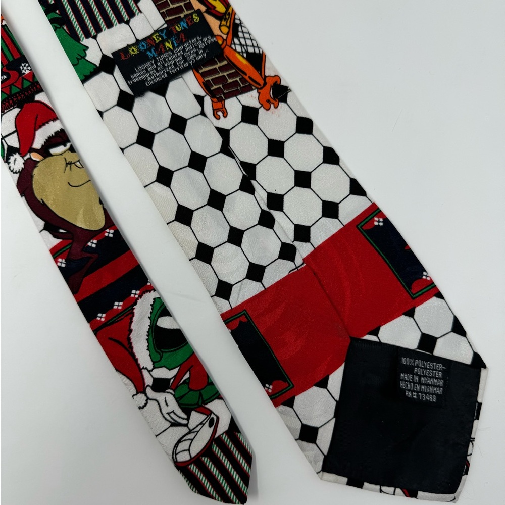 Vintage 90's‎ Looney Tunes Mania Christmas Neck Tie, Taz, Bugs, Marvin, Daffy - Picture 5 of 6